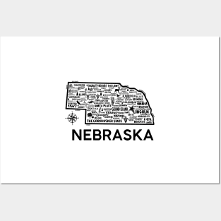 Nebraska Map Posters and Art